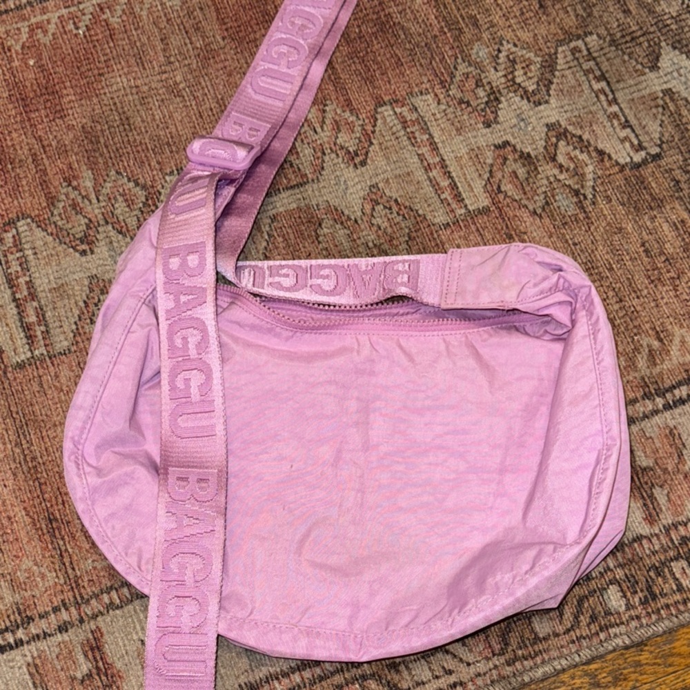 Baggu Medium Nylon Crescent Bag “Peony” / Light Purple